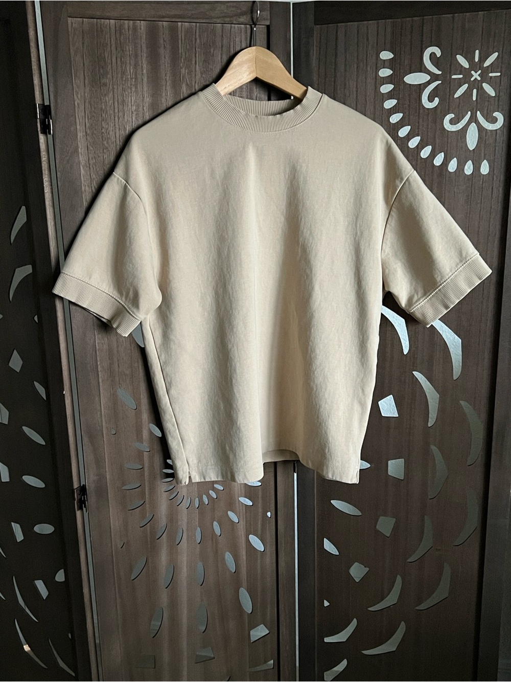 Zara Short-Sleeve Crewneck Tee in Light Beige
